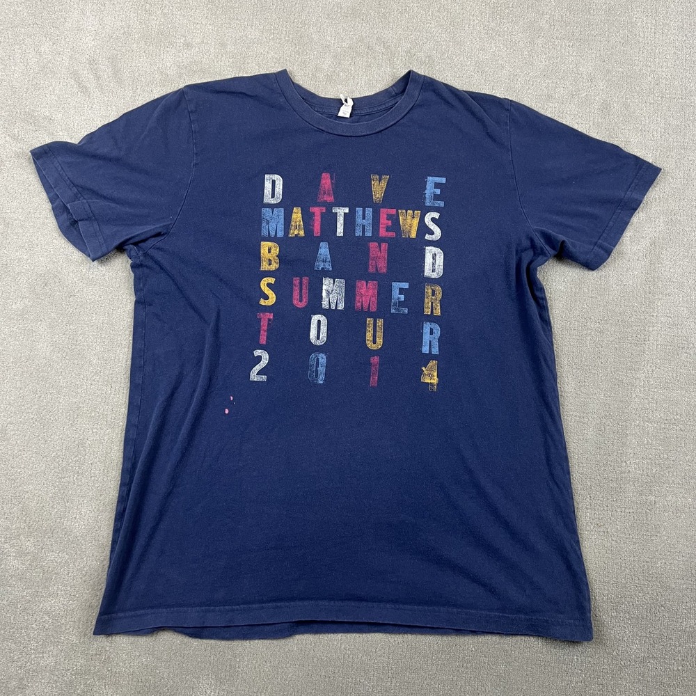 Dave Matthews Band T Shirt Mens Large Navy Blue Summer Tour 2014 Graphic DMB USA